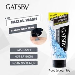 Sữa rửa mặt dành cho da dầu Gatsby Facial Wash Strong Clear Foam 130g- Hàng Nhật nội địa