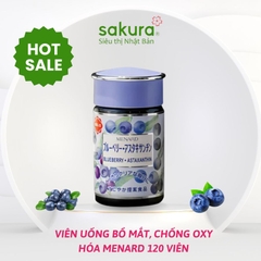 Viên uống chống oxy hóa, bổ mắt Blueberry Menard Astaxanthin 40 ngày (120 viên) - Hàng Nhật nội địa