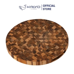 Thớt thái gỗ Teak đầu cây Kaiyo hình tròn 30 x 2,5cm - Hàng Nhật nội địa