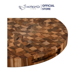 Thớt thái gỗ Teak đầu cây Kaiyo hình tròn 30 x 2,5cm - Hàng Nhật nội địa