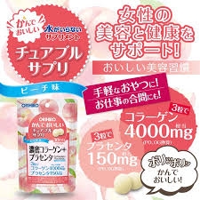 Viên nhai Collagen + Placenta Orihiro túi 90 Viên - Hàng Nhật nội địa