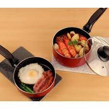 Set 2 nồi chảo 16cm kèm nắp đậy dùng được bếp từ- Hàng Nhật nội địa