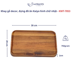 Khay gỗ Kaiyo hình chữ nhật, kích thước 30x20x2cm - Hàng Nhật nội địa