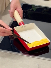 Chảo chiên trứng cuộn chống dính Ceramic Todaii, size 17*12cm cán gỗ  - Hàng Nhật nội địa
