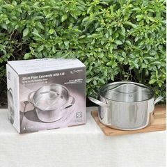 Nồi inox thân đáy liền Tri-Ply Silver Crown size 20cm - Hàng Nhật nội địa