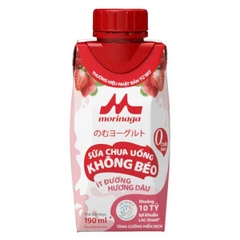 Sữa chua uống không béo ít đường Morinaga 190ml ( vị dâu) - Hàng Nhật nội địa