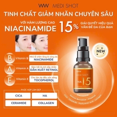 Tinh Chất Niacinamide 15% Giảm Nhăn Chuyên Sâu Meishoku Medi Shot Na15 30ml - Hàng Nhật nội địa