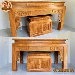 Án Gian Thờ Bàn Thờ Gỗ Gõ Đỏ 2 cấp cao cấp BT 378