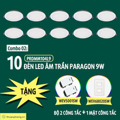 Combo đèn led âm trần 9W + công tắc 02