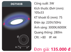 Đèn Led âm trần panel Duhal 3W DGT503B