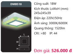 Đèn Led ốp trần panel màu Duhal 18W DMB518