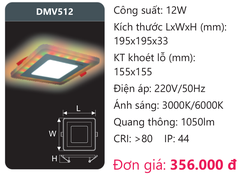 Đèn Led âm trần panel màu Duhal 12W DMV512