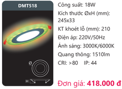 Đèn Led ốp trần panel màu Duhal 18W DMT518