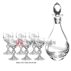 BỘ BÌNH RƯỢU, LY CHÂN TÁO MÀI KHUYẾT