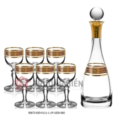 BỘ BÌNH RƯỢU MẠ VÀNG KHẮC HỌA TIẾT DÂN TỘC