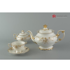 Bộ trà Minh Long cao cấp Đài Các trang trí hoa 1.3 L