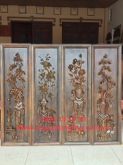 Tranh tứ bình gỗ mun