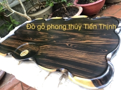 Khay trà gỗ mun hoa nguyên khối