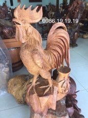 Tượng Gà Trống Phong Thủy, Gỗ Hương Gia Lai, Cao 70 Rộng 42 Sâu 23cm