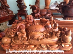Tượng di lặc ngũ phúc gỗ hương gia lai