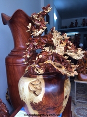 Bình phú quý hoa mai gỗ nu hương, cao 80cm dk bình 40cm sâu 40cm 