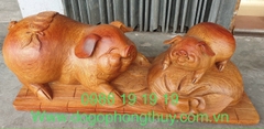 Tượng Heo Phong Thủy Gỗ Hương Krongpa