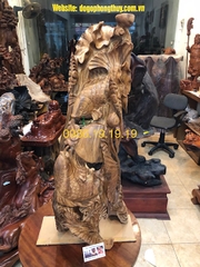 Cá Chép Vượt Vũ Môn, Gỗ Ngọc Am Nguyên Khối, Cao 90cm rộng 36cm sâu 26cm