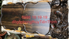 Khay trà cá chép gỗ mun hoa