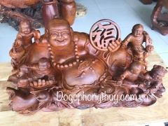 Tượng di lặc ngũ phúc gỗ Hương Gia lai