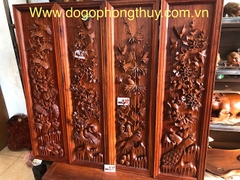 Tranh Tư Quý Gỗ Hương Gia Lai, Cao 1m27 rộng 35cm dây 4cm