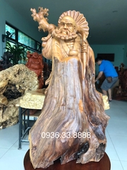 Tượng Sư Tổ đạt ma gỗ Bách xanh Cao 63cm sâu 36cm rộng 38cm