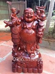 Tượng di lặc gỗ hương gia Lai, Cao 61cm rộng 32cn sâu 18cm 