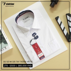 Áo Sơ Mi Dài Tay Vải Màu TC Regular Fit 385 Vĩnh Tiến -ZT5-G500 - Trắng