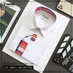 Áo Sơ Mi Trắng Trơn Dài Tay Regular 430 Vĩnh Tiến - LT5-G800
