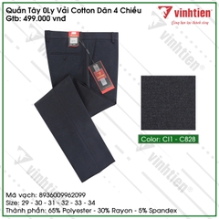 Quần Tây 0ly Vải Cotton Dãn 4 Chiều 509 Vĩnh Tiến - Nhiều Màu