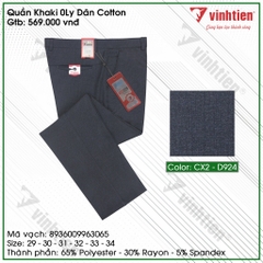 Quần Kaki 0Ly Nam Dãn Cotton Classic Vĩnh Tiến 569-CV2-D924
