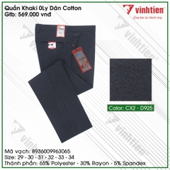 Quần Kaki 0Ly Nam Dãn Cotton Classic Vĩnh Tiến 569-CV2-D925