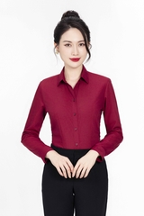 Áo Sơ Mi Nữ Dài Tay Vải Trơn Modal Slimfit 315 Vĩnh Tiến - LM-A005-Đỏ Đô