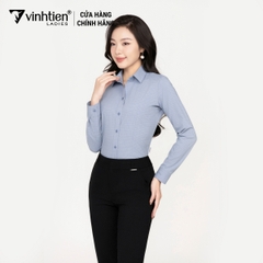 Áo Sơ Mi Nữ Dài Tay Vải Kẻ Bamboo Slimfit 389 Vĩnh Tiến - GK-A103