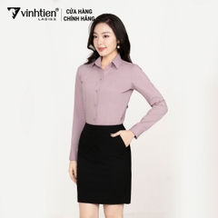 Áo Sơ Mi Nữ Dài Tay Vải Kẻ Bamboo Slimfit 389 Vĩnh Tiến - GK-A102