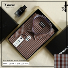 Áo Sơ Mi Ngắn Tay Caro Bamboo Regular Fit 376 Vĩnh Tiến -Size S - Nhiều Màu