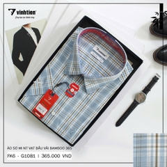 Lẻ Size XL - Áo Sơ Mi Ngắn Tay Caro Bamboo Regular Fit 365 Vĩnh Tiến - Vạt Bầu - Nhiều Màu