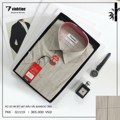 Áo Sơ Mi Ngắn Tay Caro Bamboo Regular Fit 365 Vĩnh Tiến - Vạt Bầu - Nhiều Màu