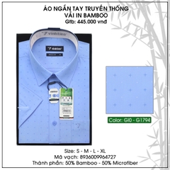 Áo Sơ Mi Ngắn Tay Họa Tiết Bamboo Regular Fit 445 Vĩnh Tiến - Nhiều Màu