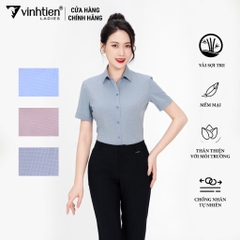 Áo Sơ Mi Nữ Ngắn Tay Vải Kẻ Bamboo Slimfit 369 Vĩnh Tiến - Nhiều Màu