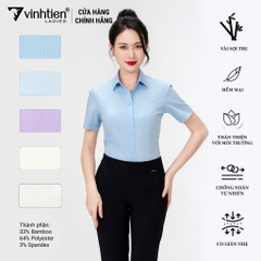 Áo Sơ Mi Nữ Ngắn Tay Vải Bamboo Slimfit 335 Vĩnh Tiến - GM-A020