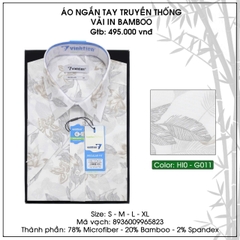 Áo Sơ Mi Ngắn Tay Họa Tiết Bamboo Spandex Regular Fit 495 Vĩnh Tiến - Nhiều màu