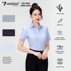 Áo Sơ Mi Nữ Ngắn Tay Vải Bamboo Slimfit 335 Vĩnh Tiến - KM-A028