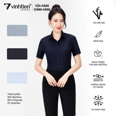 Áo Sơ Mi Nữ Ngắn Tay Vải Bamboo Slimfit 335 Vĩnh Tiến - KM-A029