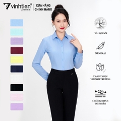 Áo Sơ Mi Nữ Dài Tay Vải Trơn Modal Slimfit 315 Vĩnh Tiến - LM-A002-Xanh Dương